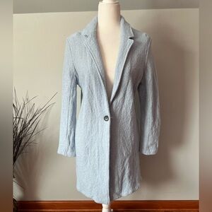Rachel Zoe Light Blue Longline Blazer Coat size L wool blend